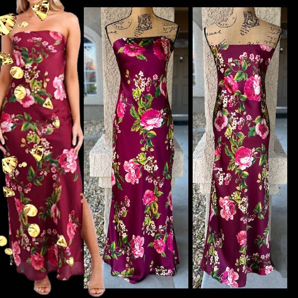 Petal and Pup Dresses & Skirts - Petal and Pup Bryden Burgundy Floral Print Maxi Slip Dress Size XL